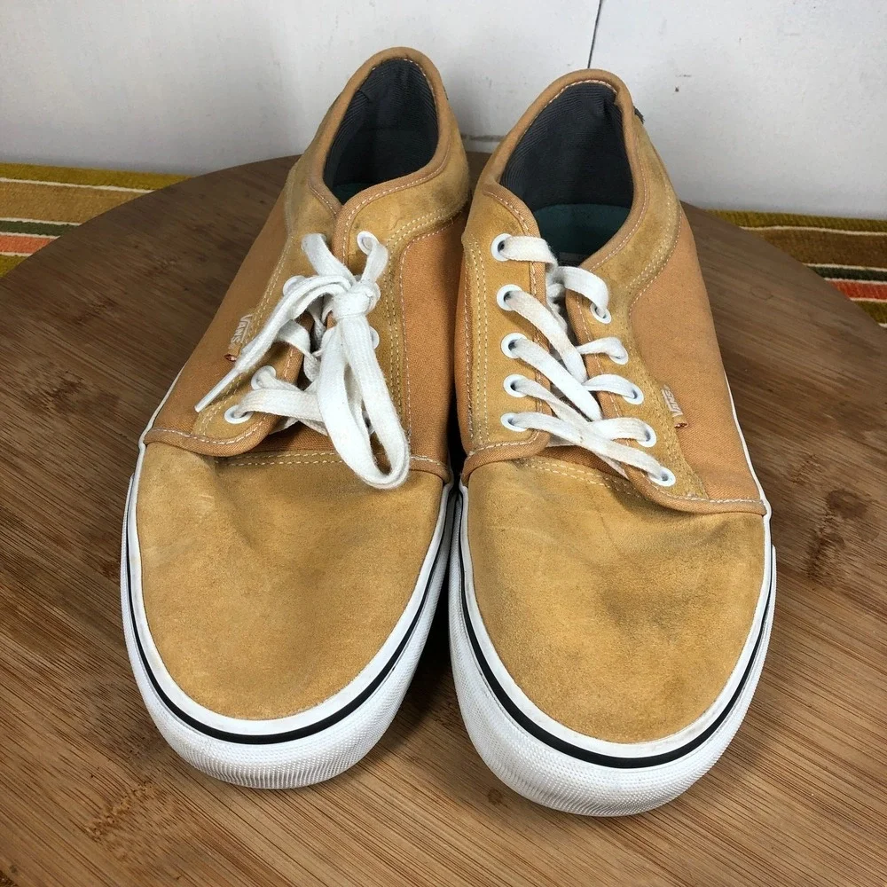 vans chukka low mens size 12 shoes yellow suede pro athletic skate sneakers